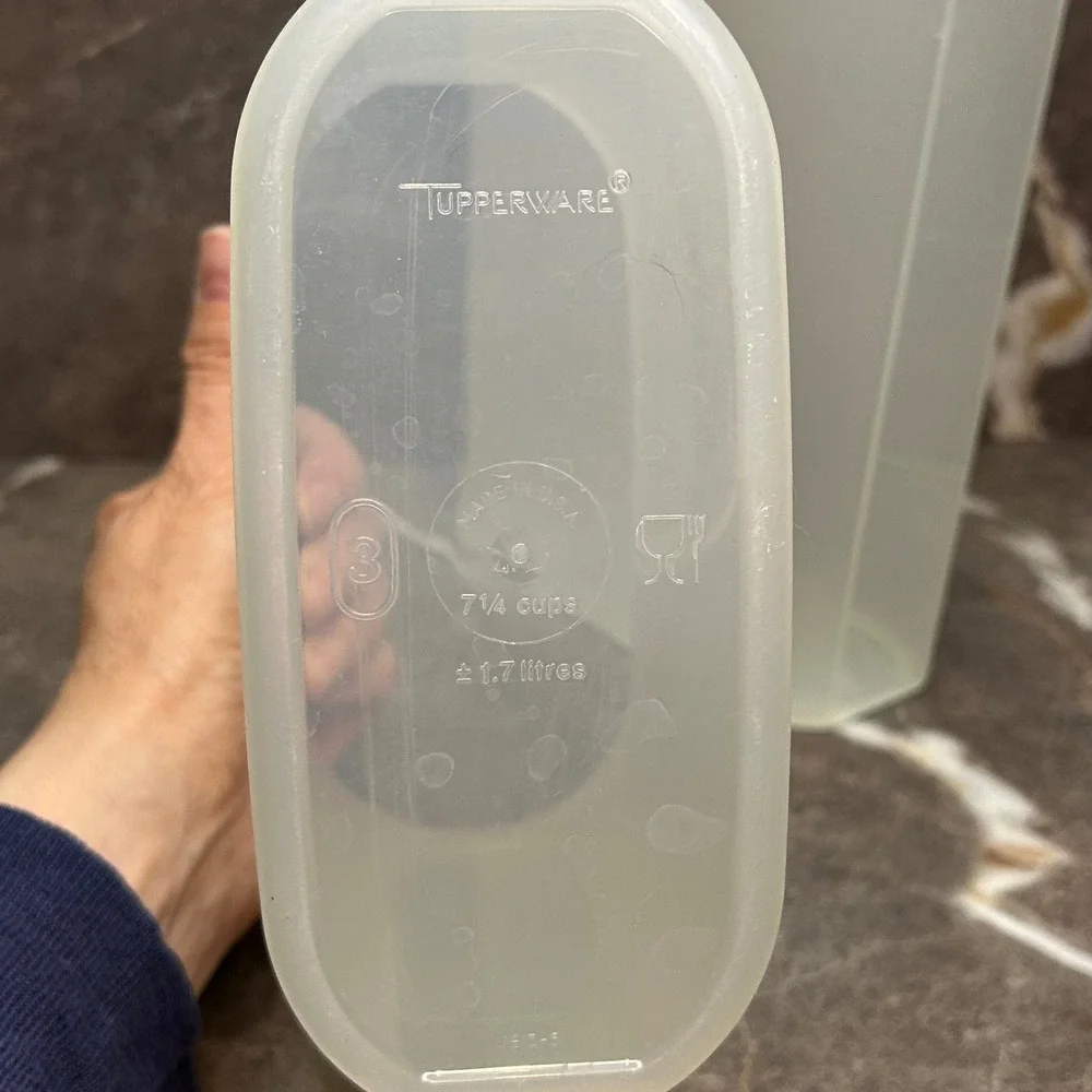 Tupperware Modular Mates Oval Canisters Set of 2 Clear with only one Green Lid